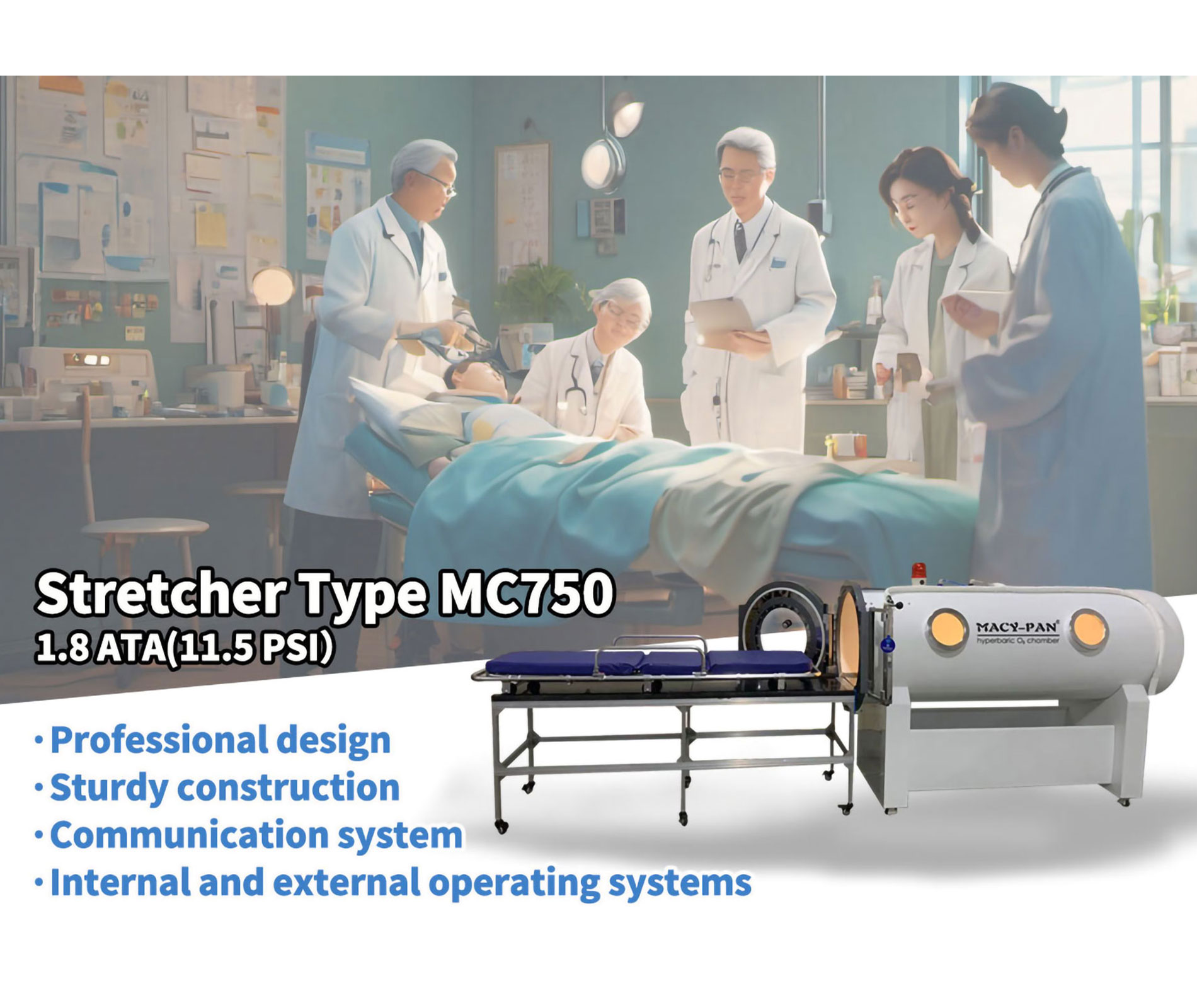 M750 Hard Hyperbaric Oxygen Chamber